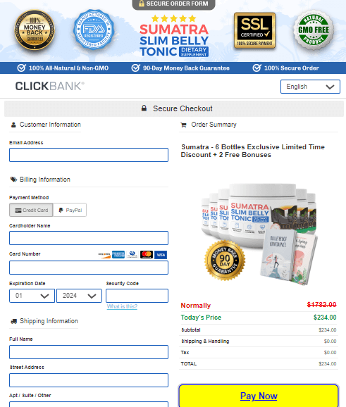 sumatra slim Belly tonic order page